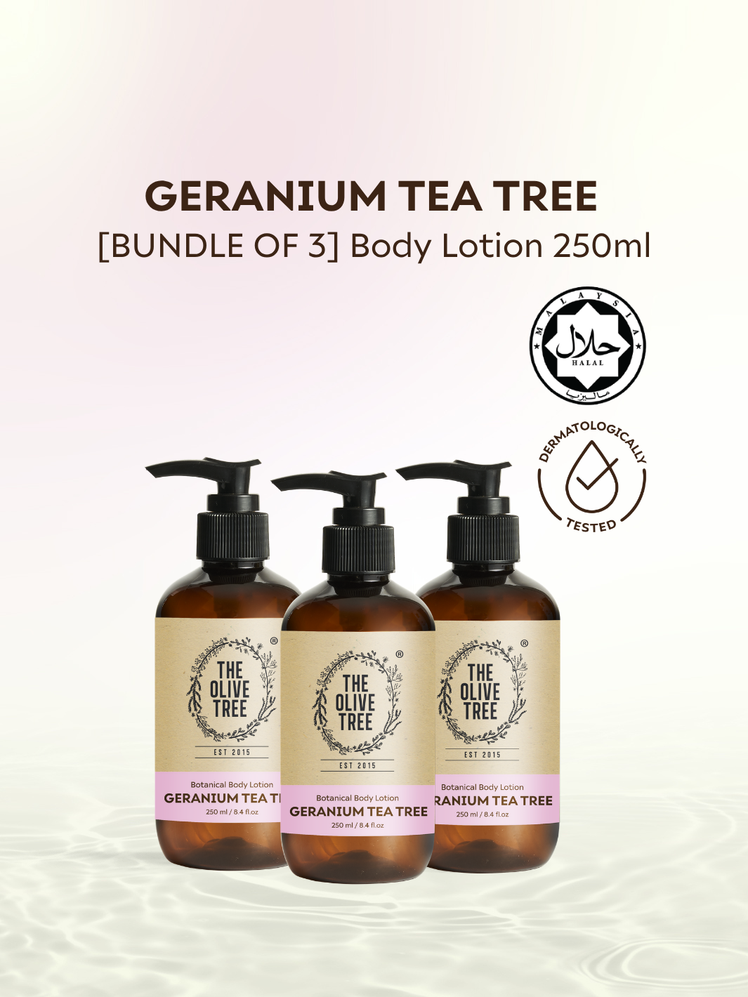 [Bundle of 3] Geranium Tea Tree Body Lotion 250ml x 3