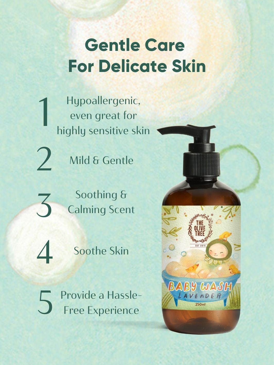 Little Olive Tree: Lavender Baby Wash 250ml For New Born / Sensitive Dry Skin