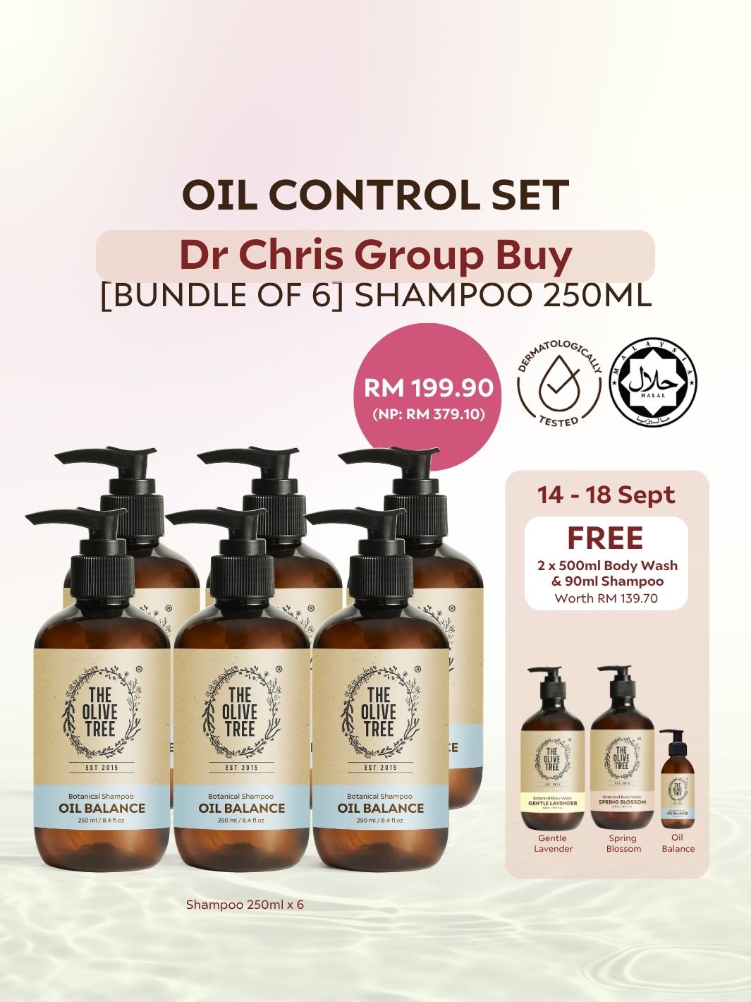 [Dr Chris Exclusive] OIl Balance Shampoo 250ml*6 ( FREE 2 x 500ml Body Washes + 90ml Shampoo )