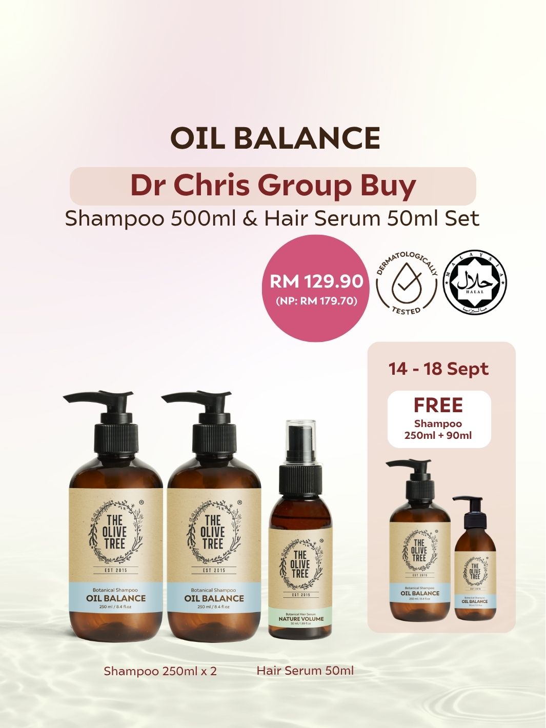 [Dr Chris Exclusive] Oil Balance Shampoo (250mlx2) &amp; Hair Serum Set ( FREE 250ml Shampoo + 90ml Shampoo )