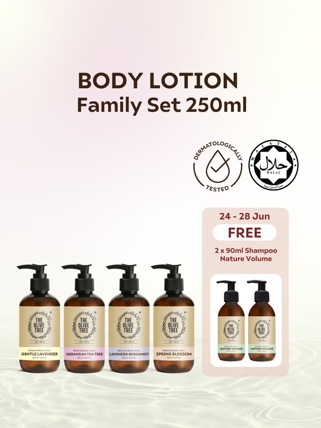 Body Lotion Family Set 250ml x 4 (Geranium Tea Tree, Gentle Lavender, Spring Blossom, Lavender Bergamot)