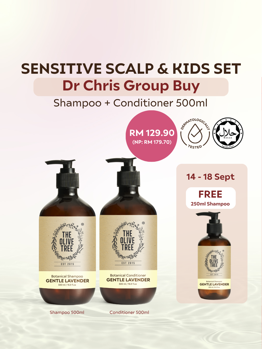 [Dr Chris Exclusive] Sensitive Scalp &amp; Kids Set 500ml ( FOC 250ml Shampoo )