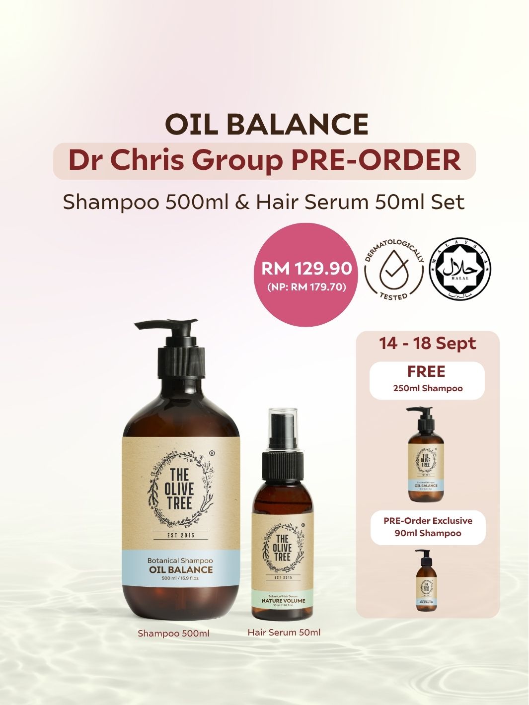 [Dr Chris Exclusive] Oil Balance Shampoo 500ml &amp; Hair Serum Set ( FREE 250ml Shampoo + 90ml Shampoo)