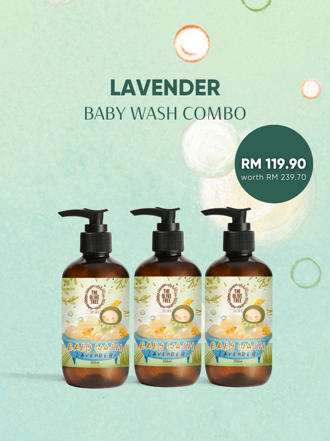 Little Olive Tree Lavender Baby Wash Combo ( 250ml x 3 )