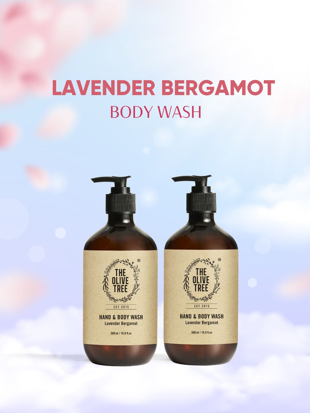 [Special Offer 50%] Lavender Bergamot Hand &amp; Body Wash Set ( 500ml x2 )