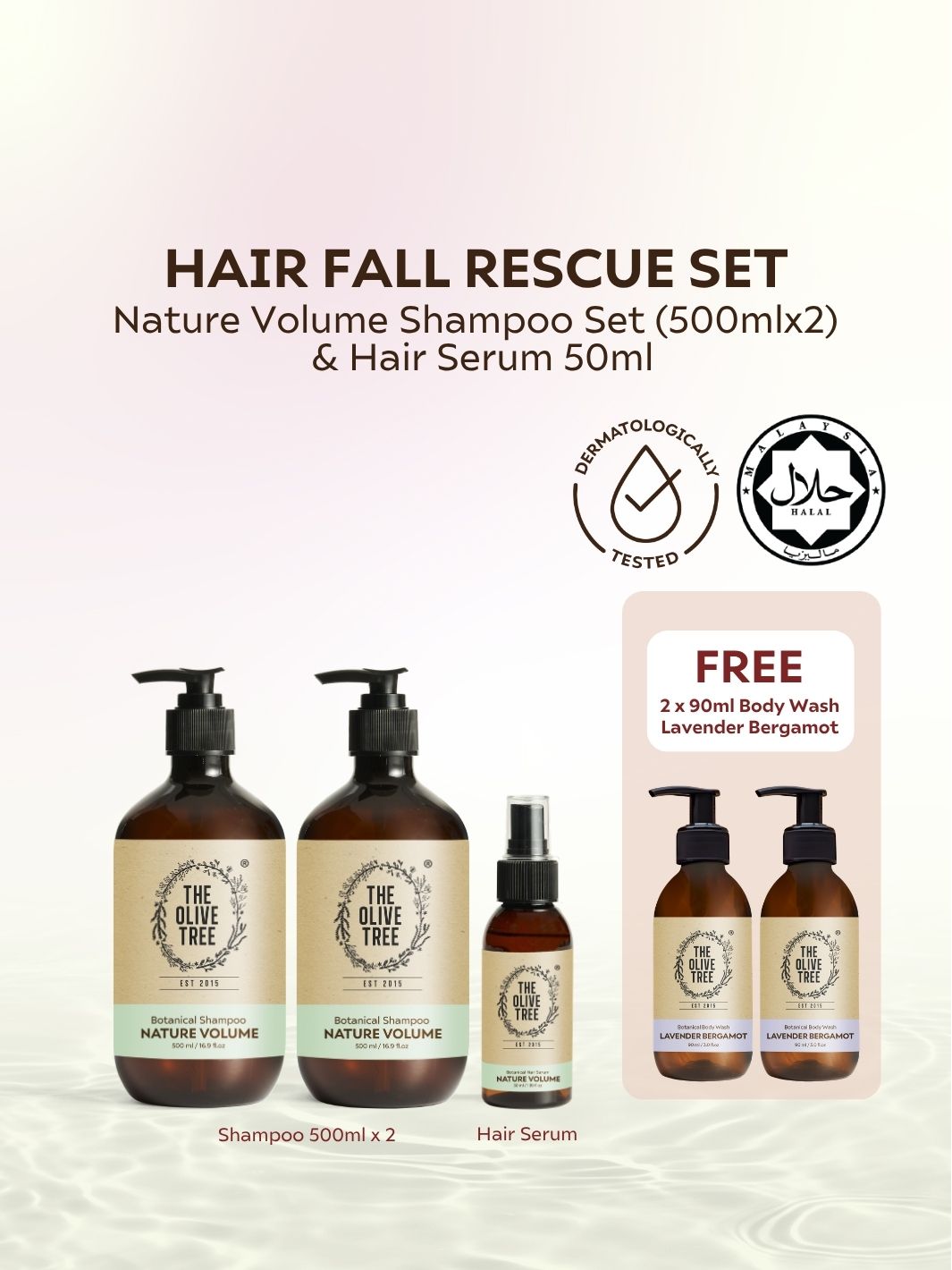 Nature Volume Shampoo Set ( 500ml x 2 ) &amp; Hair Serum 50ml