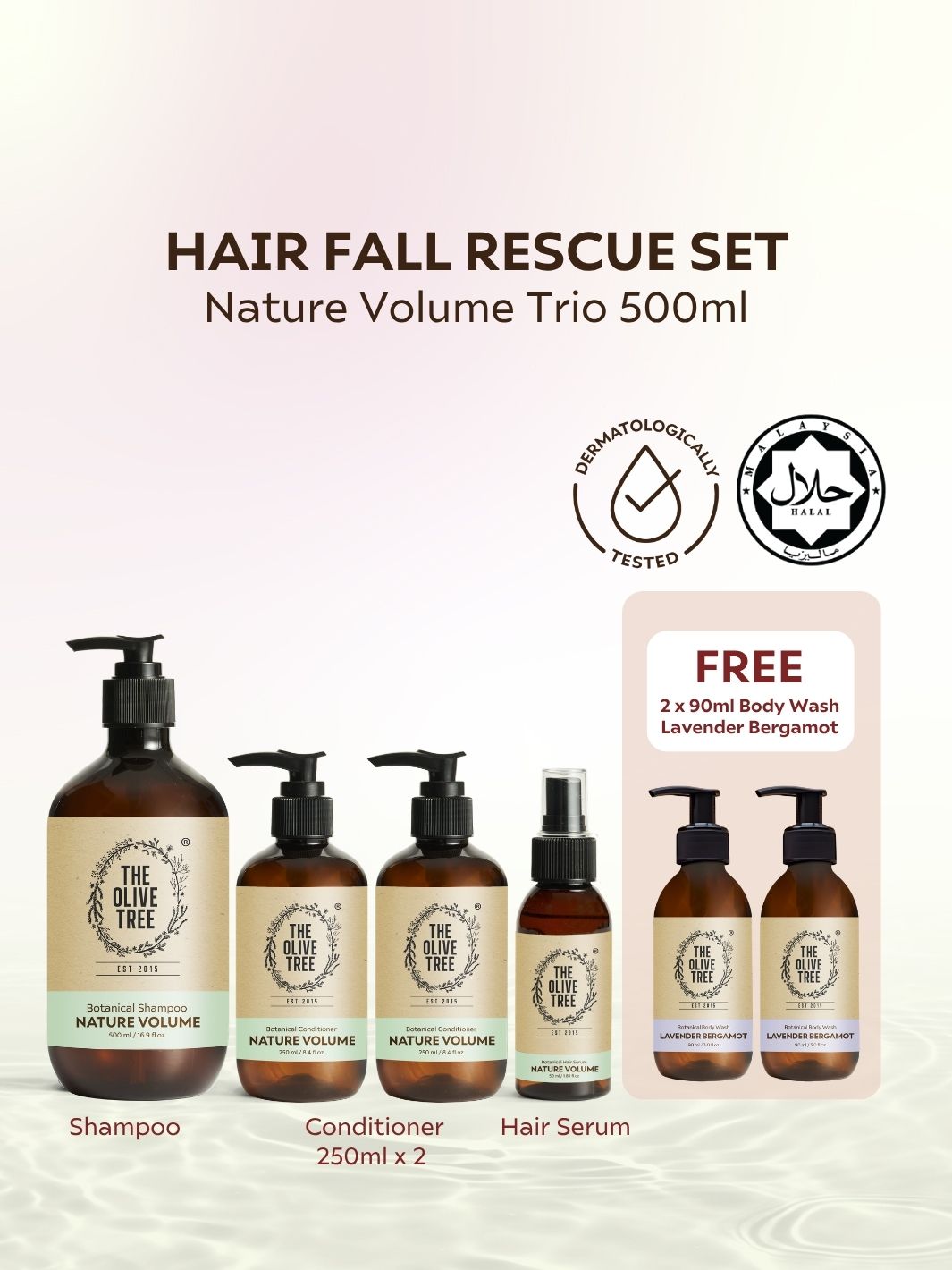 Nature Volume Trio 500ml ( 500ml Shampoo, 2 x 250ml Conditioner, 50ml Hair Serum )