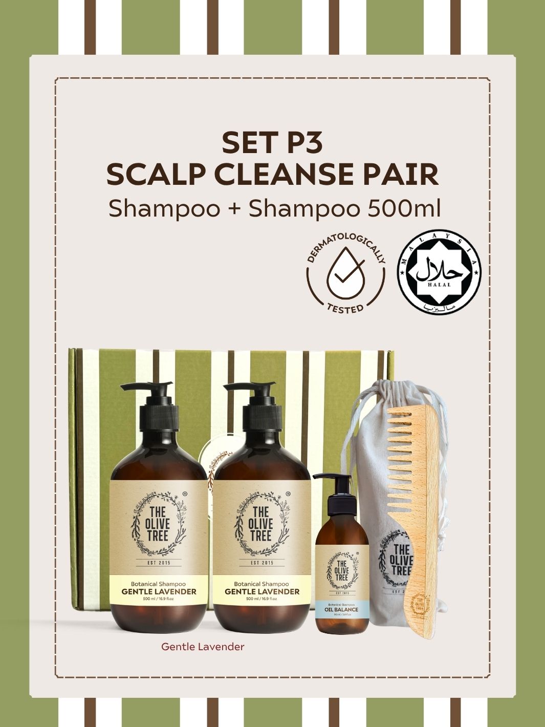 [2026 Holiday Collection] Set P3 Scalp Cleanse Pair - Gentle Lavender Shampoo Set + Comb with Bag