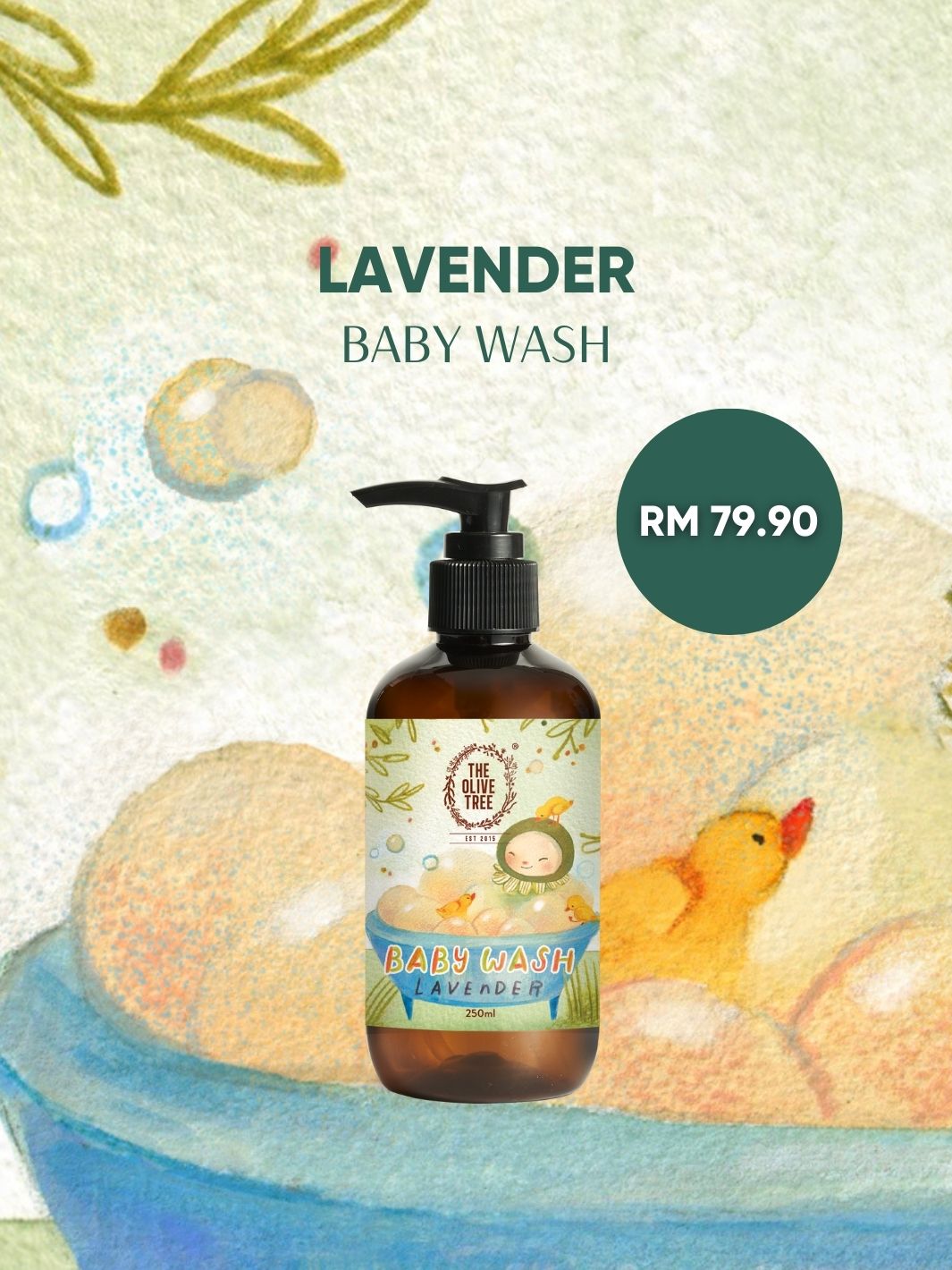 Little Olive Tree: Lavender Baby Wash 250ml For New Born / Sensitive Dry Skin