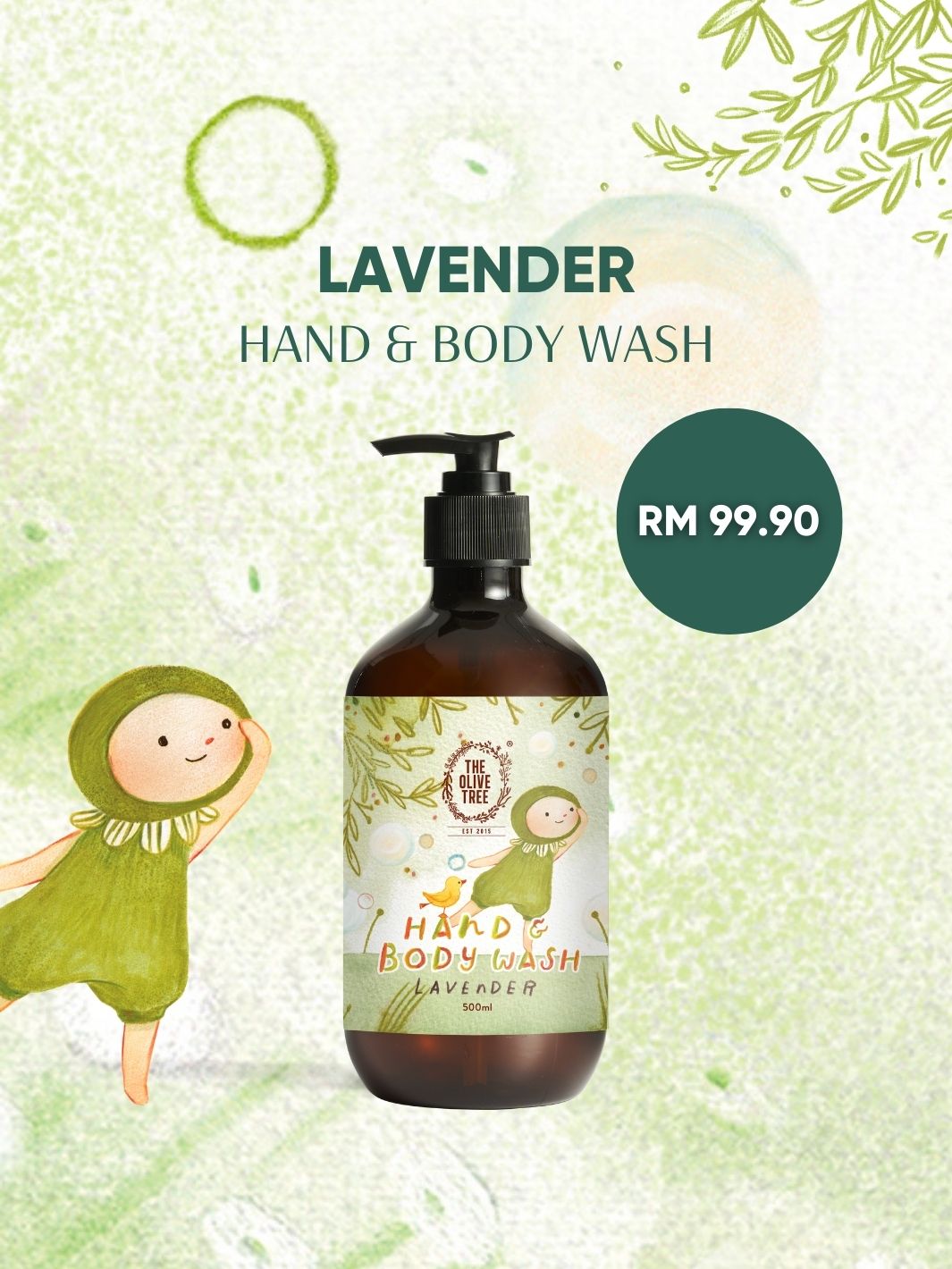 (Little Olive Tree) Hand &amp; Body Wash - Lavender 500ml