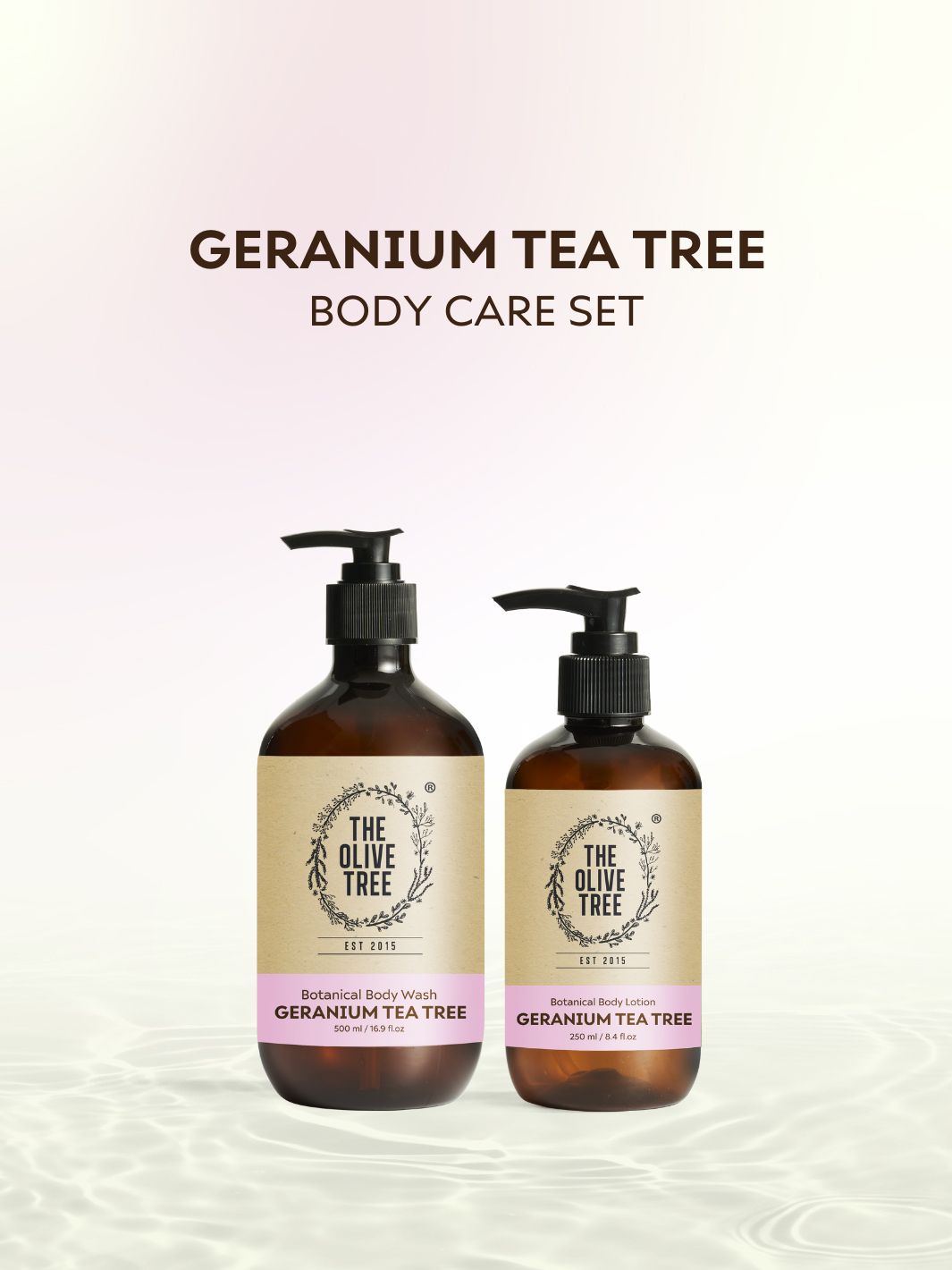 Geranium Tea Tree Body Wash &amp; Lotion Set For Oily / Back Acne / Eliminate Odour