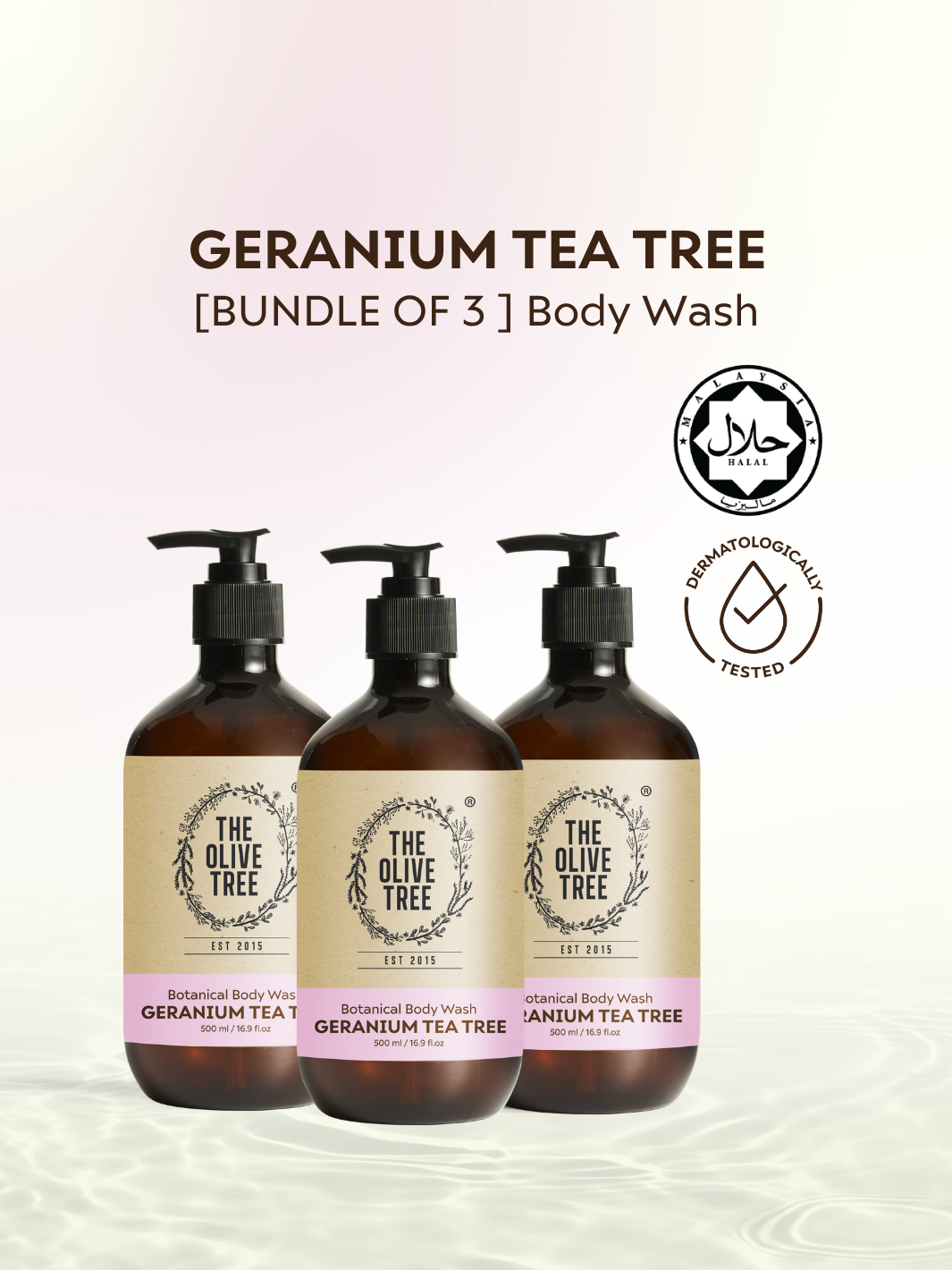 [Bundle of 3] Geranium Tea Tree Body Wash 500ml x 3