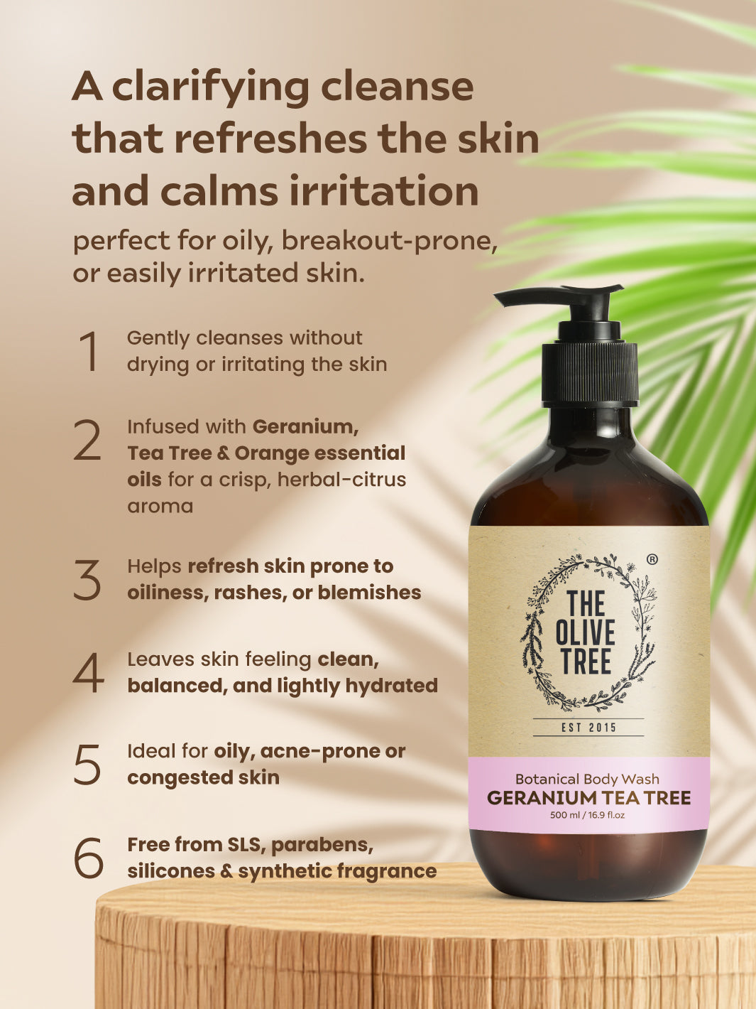 Geranium Tea Tree Body Wash &amp; Lotion Set For Oily / Back Acne / Eliminate Odour