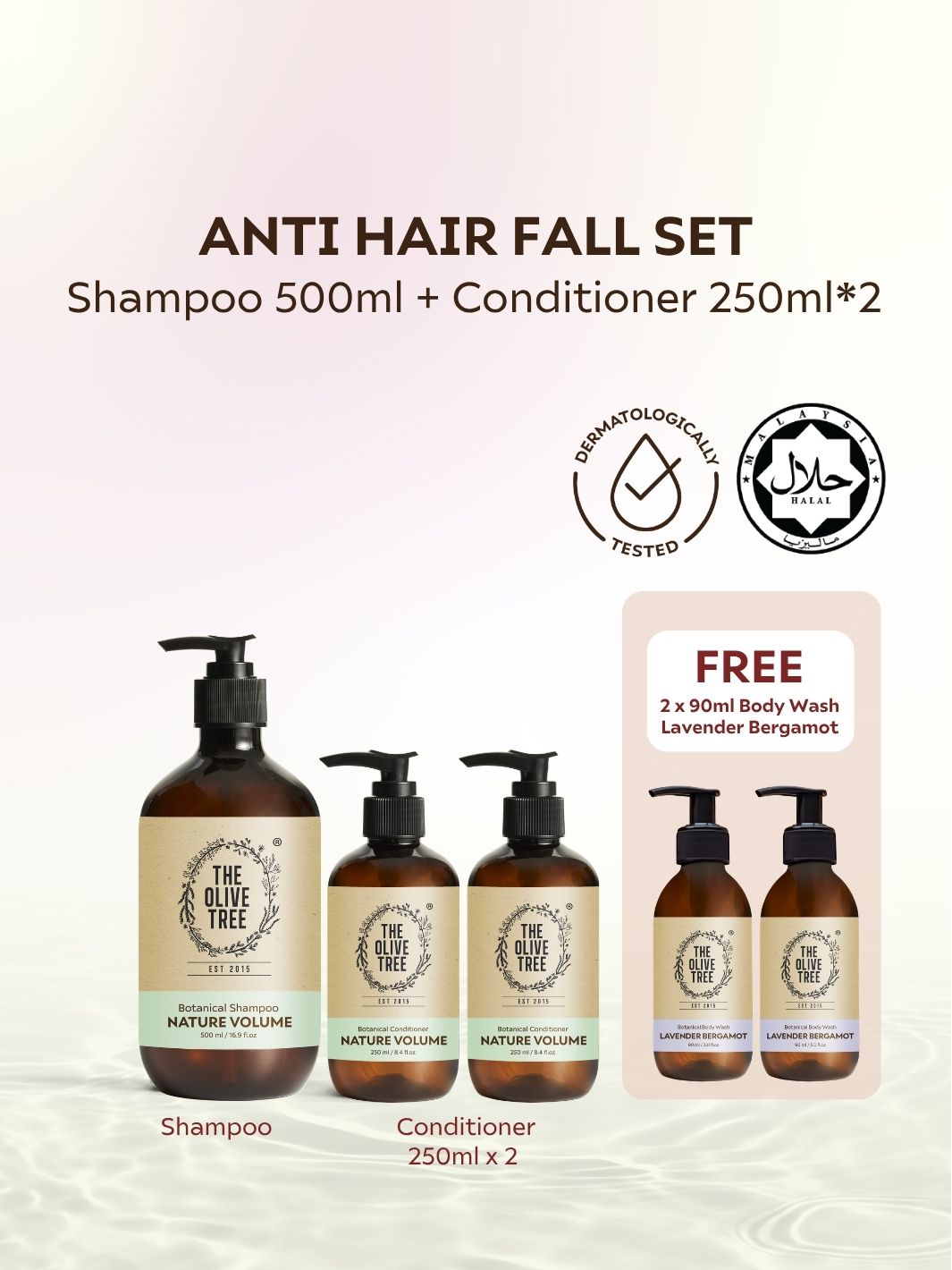 Hair Fall Set 500ml ( 500ml Shampoo, 2 x 250ml Conditioner )