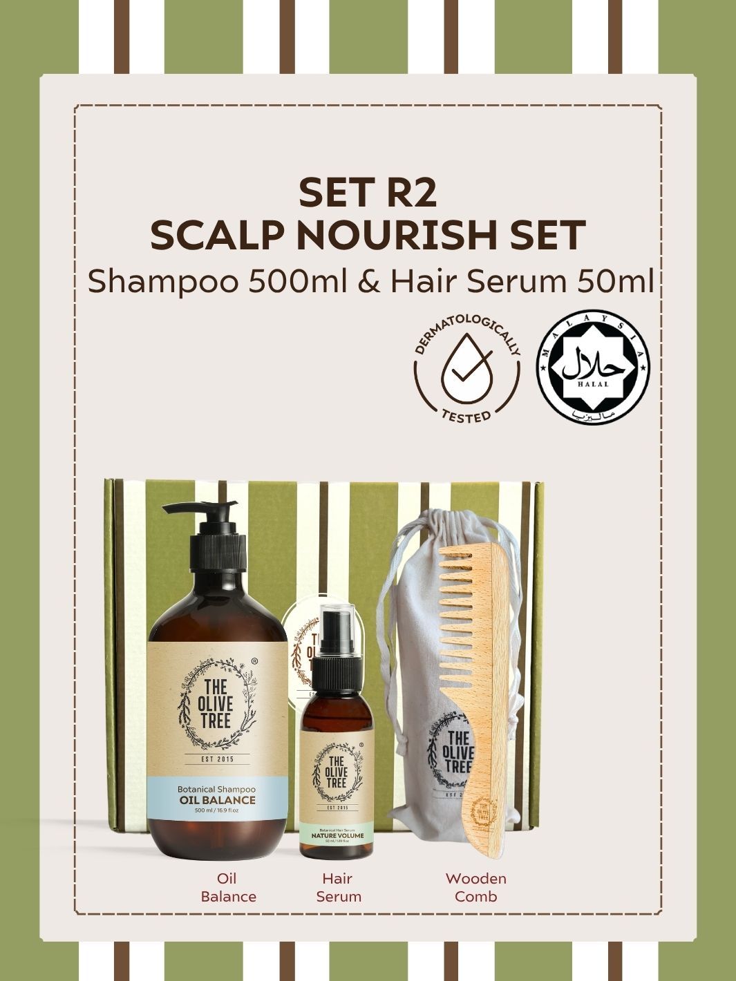 [2026 Holiday Collection] Set R2 Scalp Nourish Set - Oil Balance Shampoo + Serum + Comb with Bag